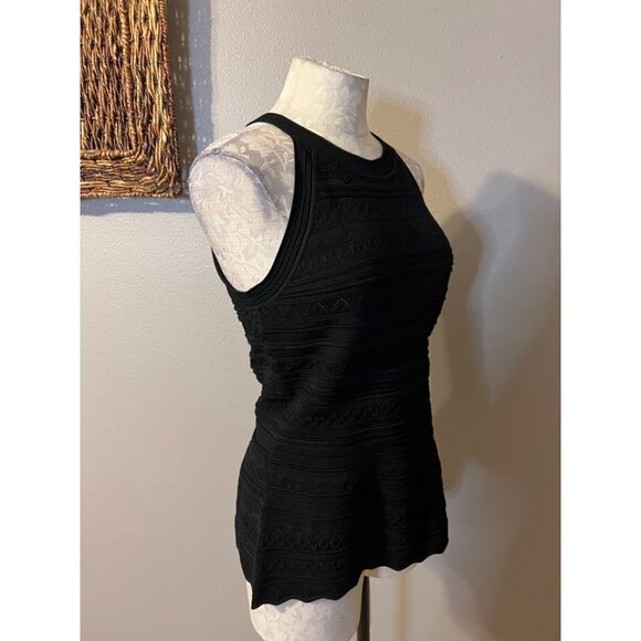 WHBM Top Medium M Washable Stretch Black Textured Sleeveless Washable - Picture 5 of 9